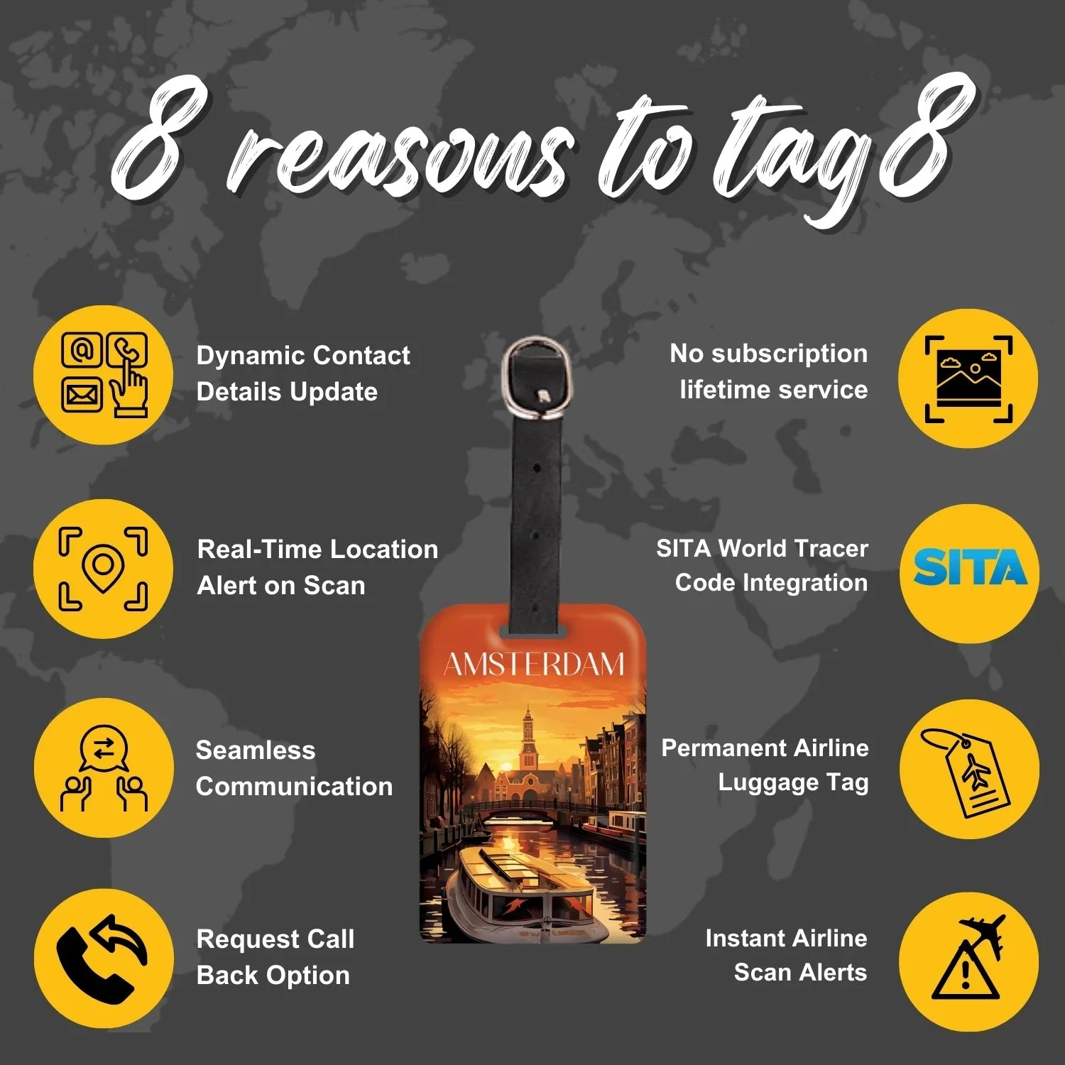 Smart Bag Security Tag - Amsterdam [Pack 2]-3