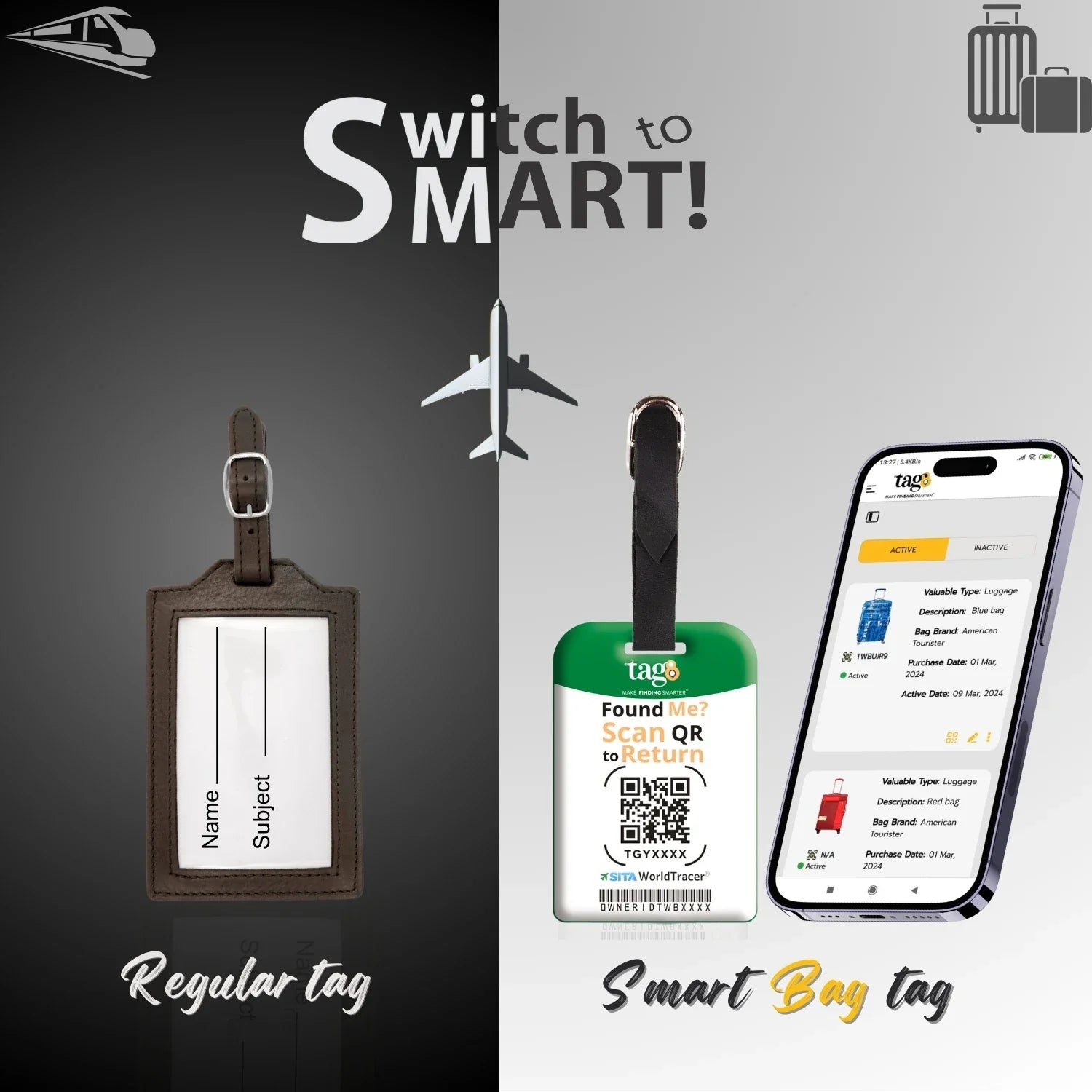Smart Bag Security Tag - Ireland Flag [Pack 2]-1