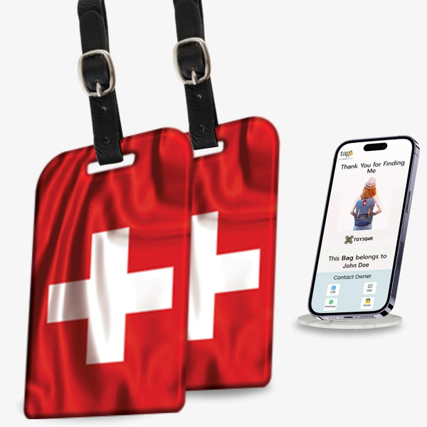 Smart Bag Security Tag - Swiss Flag [Pack 2]-0